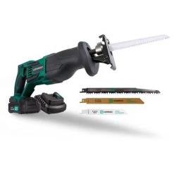 VONROC Säbelsäge VPower 20 V, Komplettset Inkl. 1x 2.0 Ah-Akku, Schnellladegerät, Gerätetasche Und 3 Sägeblätter (Made In Germany) Für Holz Und Metall