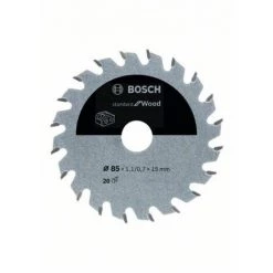BOSCH Kreissägeblatt Standard For Wood, 85 x 1,1/0,7 x 15, 20 Zähne