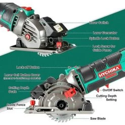 Mini Kreissäge, HYCHIKA Handkreissäge Mit 3 Sägeblättern, Laserführung, Skalenlineal, 500W Motor Aus Reinem Kupfer, 4500RPM, Ideal Für Holz-, Weichmetall-, Fliesen- Und Kunststoffschnitte -Elektrosägen Verkäufe 2022 19115906 3