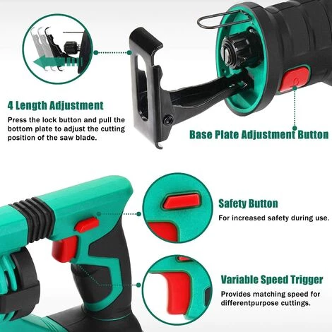 Säbelsäge, HYCHIKA 18V Akku-Reciprosäge Mit 2x2000 MAh Batterien, Mit Variabler Drehzahl Von 0 Bis 2800 RPM, 4 Sägeblätter, Schnellladegerät, LED Licht, Ideal Zum Schneiden Von Holz Und Metall 5 Säbelsäge, HYCHIKA 18V Akku-Reciprosäge Mit 2x2000 MAh Batterien, Mit Variabler Drehzahl Von 0 Bis 2800 RPM, 4 Sägeblätter, Schnellladegerät, LED Licht, Ideal Zum Schneiden Von Holz Und Metall – Bild 3