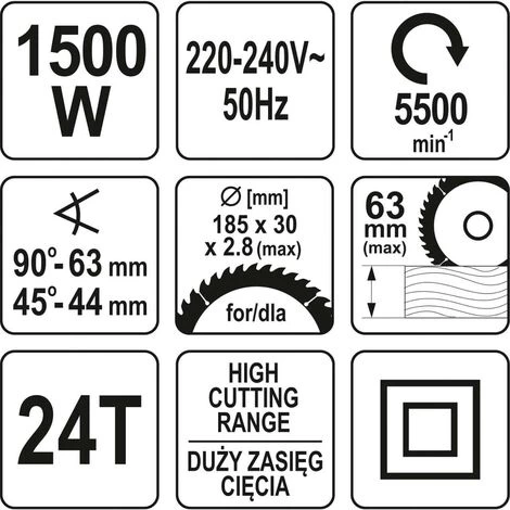 YATO Profi Handkreissäge | 185mm | 1500 Watt | 24T | 20mm | 2,8mm | YT-82151 6 YATO Profi Handkreissäge | 185mm | 1500 Watt | 24T | 20mm | 2,8mm | YT-82151 – Bild 4