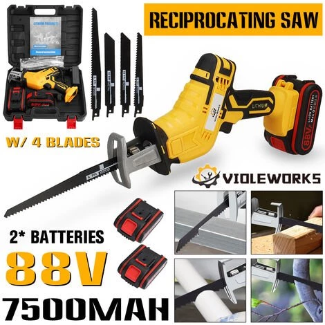 INSMA Säbelsäge Akku Reciprosäge Mit 4 Sägeblätter 3000RPM System Inkl. 2 Akku Und 1 Ladegerät 7 INSMA Säbelsäge Akku Reciprosäge Mit 4 Sägeblätter 3000RPM System Inkl. 2 Akku Und 1 Ladegerät – Bild 5