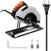 HAPPYSHOPPING 7 Zoll Elektrische Kreissäge Haushalt Aluminium Körper Tragbare Holzbearbeitung Elektrische Säge Tischsäge Taschenlampe Säge Flip Elektrische Kreissäge EU 220V,Ohne Sägeblatt