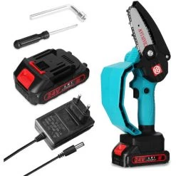 HAPPYSHOPPING Säbelsägen Outdoor-Säbelsägen Tragbare Akku-Elektrowerkzeuge Mit Wiederaufladbarem Lithium-Batterie-Bürstenmotor,EU-Stecker, Blau