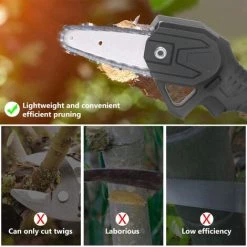 HAPPYSHOPPING 21V Akku-Kettensäge Mit 2,0Ah Akku Und Ladegerät 4-Zoll-Mini-Kettensäge Elektrische Astsäge Zum Schneiden Von Holz Baumbeschneiden Holzbearbeitung,EU-Stecker Mit 1 Batterie, Schwarz -Elektrosägen Verkäufe 2022 37407903 3