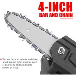 HAPPYSHOPPING 21V Akku-Kettensäge Mit 2,0Ah Akku Und Ladegerät 4-Zoll-Mini-Kettensäge Elektrische Astsäge Zum Schneiden Von Holz Baumbeschneiden Holzbearbeitung,EU-Stecker Mit 1 Batterie, Schwarz -Elektrosägen Verkäufe 2022 37407903 4