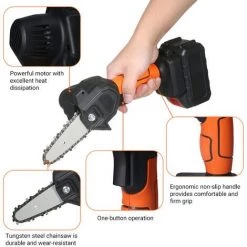 HAPPYSHOPPING 4 Zoll Mini-Kettensäge Akku-Astsäge Tragbare Elektro-Hochleistungssäge Handheld-Leicht-Gartenschere Kettensäge Für Gartenbaumzweigholzschneiden,1X4000mAh, EU-Stecker - 1X4000mAh, EU-Stecker -Elektrosägen Verkäufe 2022 37413355 5