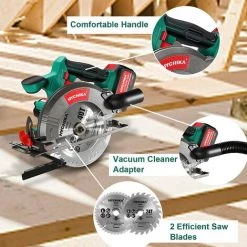 Akku Handkreissäge 18V , HYCHIKA 4000RPM,4.0 Ah Li-Ionen Akku, 2xSägeblättern 165mm, Max Schnitttiefe 53mm(90°)/36mm(45°) -Elektrosägen Verkäufe 2022 37963880 3