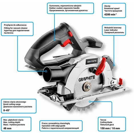 GRAPHITE Akku-Handkreissäge Energy+, 18V, Li-Ion, Ohne Akku 4 GRAPHITE Akku-Handkreissäge Energy+, 18V, Li-Ion, Ohne Akku – Bild 2