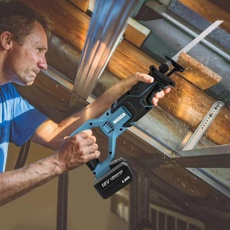 Säbelsäge, WESCO 18V 4.0Ah Akku Reciprosäge, Variable Drehzahl Von 0 Bis 3000 SPM, Strichlänge 20mm, 6 Sägeblätter, Schneidleistung 100mm (Holz), 10mm (Strahl), Inkl. Akku Und Ladegerät - WS2947.1 4 Säbelsäge, WESCO 18V 4.0Ah Akku Reciprosäge, Variable Drehzahl Von 0 Bis 3000 SPM, Strichlänge 20mm, 6 Sägeblätter, Schneidleistung 100mm (Holz), 10mm (Strahl), Inkl. Akku Und Ladegerät - WS2947.1 – Bild 2