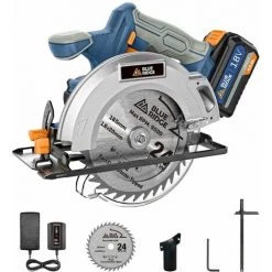 WESCO BLUE RIDGE 18V Akku Kreissäge Handkreissäge, 4.0Ah, 53mm Bei 90°, 36 Mm Bei 45°, Parallelführung, Vaccum Adapter, BR2803