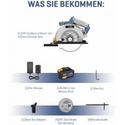 WESCO BLUE RIDGE 18V Akku Kreissäge Handkreissäge, 4.0Ah, 53mm Bei 90°, 36 Mm Bei 45°, Parallelführung, Vaccum Adapter, BR2803 -Elektrosägen Verkäufe 2022 39582417 5
