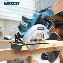 WESCOTOOLS Akku Kreissäge, WESCO 18V 4.0Ah Akku Handkreissäge Mit 2 Stück 165 X 20 Mm Sägeblatt, 0 °bis 45 °Schrägschnitte,4000 U/min, Schneiden 90 °(53 Mm), 45 °(36 Mm)/WS2316.1 -Elektrosägen Verkäufe 2022 39582435 3