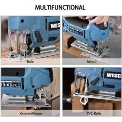 WESCOTOOLS Stichsäge 850W, Elektro Stichsäge & LED, 4-Stufen-Pendelung, 3000SPM, 6-Geschwindigkeitsvorwahl, Schnittwinkel ± 45 ° Mit 10 Blättern, Fußplatte Aus Aluminium, Motor Aus Kupfer WESCO WS3772.1 -Elektrosägen Verkäufe 2022 39582445 3