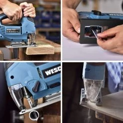 WESCOTOOLS Stichsäge 850W, Elektro Stichsäge & LED, 4-Stufen-Pendelung, 3000SPM, 6-Geschwindigkeitsvorwahl, Schnittwinkel ± 45 ° Mit 10 Blättern, Fußplatte Aus Aluminium, Motor Aus Kupfer WESCO WS3772.1 -Elektrosägen Verkäufe 2022 39582445 5