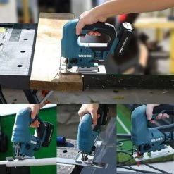 Akku Stichsäge, WESCO 18V 2.0Ah Stichsäge, 0-2400SPM, 4-Stufen-Pendelung, Schrägschnitt ± 45 °, 19 Mm Sägeblatthub, Maximalschnitt(Holz 65 Mm, Stahl 5 Mm), 10 Blättern, Werkzeugloser Sägeblattwechsel/WS2337 -Elektrosägen Verkäufe 2022 39582446 4
