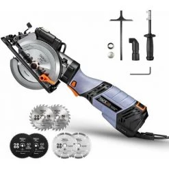 TACKLIFE Advanced Handkreissäge, 750 W, 6 Geschwindigkeiten, 125 Mm & 115 Mm Für 6 Klingen, Metallgriff, Laserführung, 48 Mm (90 °) & 34,9 Mm (45 °) Schnitttiefe - TCS115E