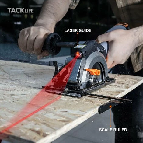 TACKLIFE Advanced Handkreissäge, 750 W, 6 Geschwindigkeiten, 125 Mm & 115 Mm Für 6 Klingen, Metallgriff, Laserführung, 48 Mm (90 °) & 34,9 Mm (45 °) Schnitttiefe - TCS115E 5 TACKLIFE Advanced Handkreissäge, 750 W, 6 Geschwindigkeiten, 125 Mm & 115 Mm Für 6 Klingen, Metallgriff, Laserführung, 48 Mm (90 °) & 34,9 Mm (45 °) Schnitttiefe - TCS115E – Bild 3