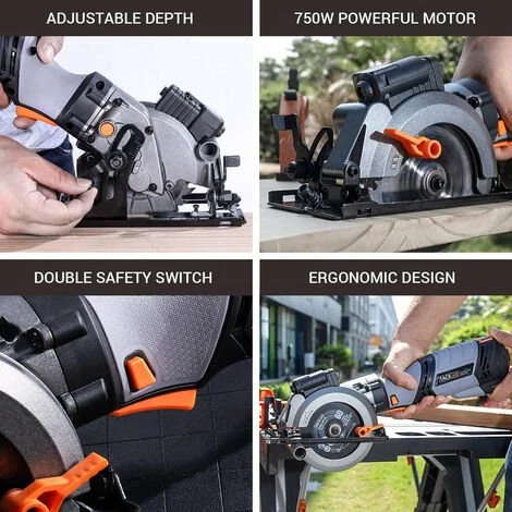 TACKLIFE Advanced Handkreissäge, 750 W, 6 Geschwindigkeiten, 125 Mm & 115 Mm Für 6 Klingen, Metallgriff, Laserführung, 48 Mm (90 °) & 34,9 Mm (45 °) Schnitttiefe - TCS115E 7 TACKLIFE Advanced Handkreissäge, 750 W, 6 Geschwindigkeiten, 125 Mm & 115 Mm Für 6 Klingen, Metallgriff, Laserführung, 48 Mm (90 °) & 34,9 Mm (45 °) Schnitttiefe - TCS115E – Bild 5