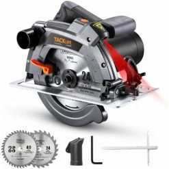 TACKLIFE Kreissäge 1500 W, Elektrische Kreissäge 5000 U/min, Holzkreissäge Mit Laser, 2 Sägeblätter 190mm / 24T Und 185mm / 40T, Aluminiumschutz - PES03A