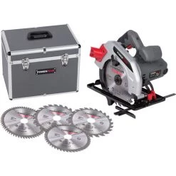 VARO Powerplus Handkreissäge Set Mit Koffer Und 4 Sägeblättern 1200 W 45° Schnitte