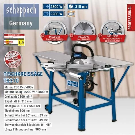 Scheppach Tischkreissäge TS310 2200W, 230V, Sägeblatt- Ø315mm, Schnitthöhe 83mm 5 Scheppach Tischkreissäge TS310 2200W, 230V, Sägeblatt- Ø315mm, Schnitthöhe 83mm – Bild 3