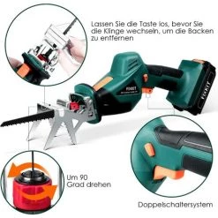 Gizcam Akku Säbelsäge, 1H Schnellauflade Reciprosäge, Universalsäge Mit 2000mAh Li-Akku Ladegerät,Gartensäge Mit 3x Sägeblätter (20V,variable Geschwindigkeit:2500 Rpm, Hublänge:20 Mm) -Elektrosägen Verkäufe 2022 47379262 5
