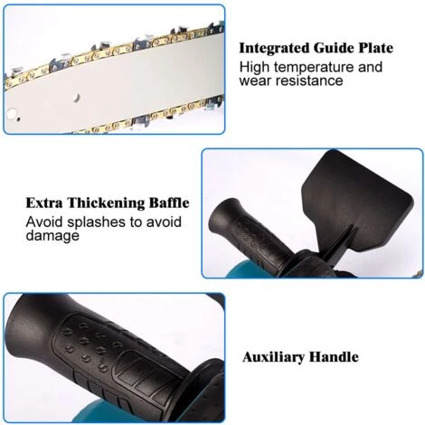 Kettensäge Akku-Kettensäge - 10 Zoll - Blau - Bürstenloser Motor - Für Garten- Und Holzarbeiten Holzschneider - Für Makita 18V - ONEVAN 5 Kettensäge Akku-Kettensäge - 10 Zoll - Blau - Bürstenloser Motor - Für Garten- Und Holzarbeiten Holzschneider - Für Makita 18V - ONEVAN – Bild 3