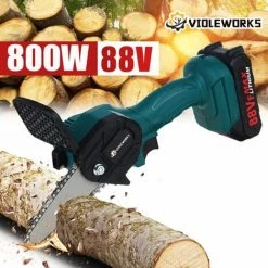 OCXIN Mini-Kettensäge Mit 1 Oder 2 Batterien, 88-V-Akku-Elektro-Ast-Kettensäge Mit Wiederaufladbarem Akku, Tragbare Einhand-Kettensäge Zum Schneiden Von Astholz, Schneiden Von Gartenbäumen