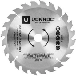 VONROC Kreissägeblatt 185x20mm - 24T - Geeignet Für Holz | Universal