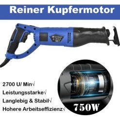 DAY PLUS Säbelsäge Mit 180°Drehbarer Griff, 750W Elektrischer Fuchsschwanz Reciprosäge Mit 4 Blättern, Elektro Säge 2700RPM Max. 115 Mm Schnitttiefe Handsäge Set Für Holz, Metall, Aluminium -Elektrosägen Verkäufe 2022 55257470 3