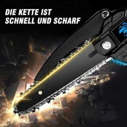 Elektrische Mini-kettensägen | Akku-Kettensägen ONEVAN 1200W Elektro-Kettensäge 6 Zoll Für Makita 18V Akku - Einstellbare Geschwindigkeit Zum Schneiden Von Holz - Blue Mit 2*Akku 4*ketten -Elektrosägen Verkäufe 2022 55276825 4