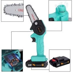 BENOBBY KIDS Mini-Akku-Kettensäge, Tragbare Kabellose Elektrische Kettensäge 4" Handkettensäge, Kettensäge Mit Wiederaufladbarem 21-V-Akku Zum Holzschneiden, Gartenschneiden