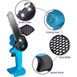 Elektrische Mini-kettensägen | Akku-Kettensägen 1200W Onevan - Kabellos 6 Zoll Für Makita - Einstellbare Geschwindigkeit Für Holzschnitt - Blau Mit 2 Akku 128vf 9 Elektrische Mini-kettensägen | Akku-Kettensägen 1200W Onevan - Kabellos 6 Zoll Für Makita - Einstellbare Geschwindigkeit Für Holzschnitt - Blau Mit 2 Akku 128vf -Elektrosägen Verkäufe 2022 57103759 3