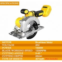 ONEVAN Akku Kreissäge Handkreissäge 125MM 5" Kreissägen 12000RPM 1500W Tauchsäge - Für 18V Makita Akku - Gelb - Mit 3*Sägeblätter -Elektrosägen Verkäufe 2022 58279186 3