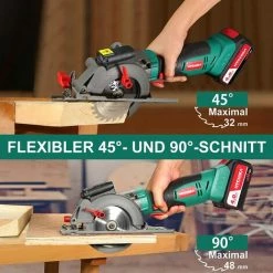 Handkreissäge 18V, HYCHIKA Kreissäge Mit 4,0Ah Akku 3500U Mit 3 Sägeblättern, Max Schnitttiefe 48mm(90°)/32mm(45°) -Elektrosägen Verkäufe 2022 60106546 3