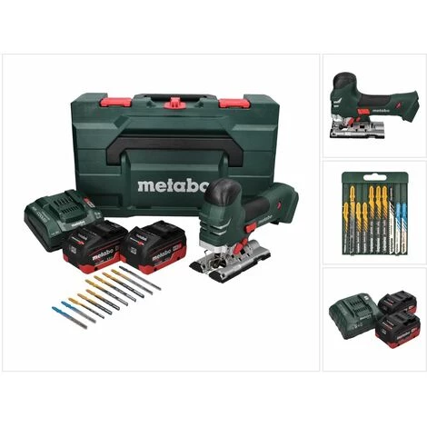 Metabo STA 18 LTX 140 Akku Stichsäge 18 V + 2x Akku 5,5 Ah + Ladegerät + 10 Tlg. Stichsägeblatt Set + MetaBOX 3 Metabo STA 18 LTX 140 Akku Stichsäge 18 V + 2x Akku 5,5 Ah + Ladegerät + 10 Tlg. Stichsägeblatt Set + MetaBOX