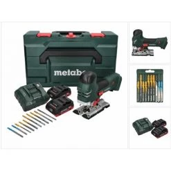 METABO® Metabo STA 18 LTX 140 Akku Stichsäge 18 V + 2x Akku 4,0 Ah + Ladegerät + 10 Tlg. Stichsägeblatt Set + MetaBOX
