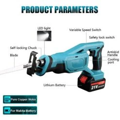 LIFCAUSAL Tragbare Multifunktionale Säbelsägen Säbelsägen Für Den Außenbereich, Elektrowerkzeuge Zum Schneiden Von Metall, Holz, PVC, Kunststoffen (1 Stück Akku EU-Stecker) -Elektrosägen Verkäufe 2022 63705813 3