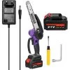 SUPERSELLER 21V Mini 8 Zoll Wiederaufladbare Elektrische Kettensäge Home Handheld Lithium Kettensäge Kleine Holzbearbeitung Garten Fällsäge Zwei Elektrische Eine Ladung, Bürstenloser Motor