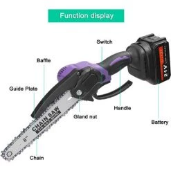 SUPERSELLER 21V Mini 8 Zoll Wiederaufladbare Elektrische Kettensäge Home Handheld Lithium Kettensäge Kleine Holzbearbeitung Garten Fällsäge Zwei Elektrische Eine Ladung, Bürstenloser Motor -Elektrosägen Verkäufe 2022 64681380 3