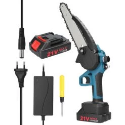 SUPERSELLER 21V Mini 8 Zoll Wiederaufladbare Elektrische Kettensäge Home Handheld Lithium-Kettensäge Kleine Holzbearbeitung Garten Fällsäge Kann Schmieröl Zwei Strom Eine Ladung, Bürstenmotor Hinzufügen