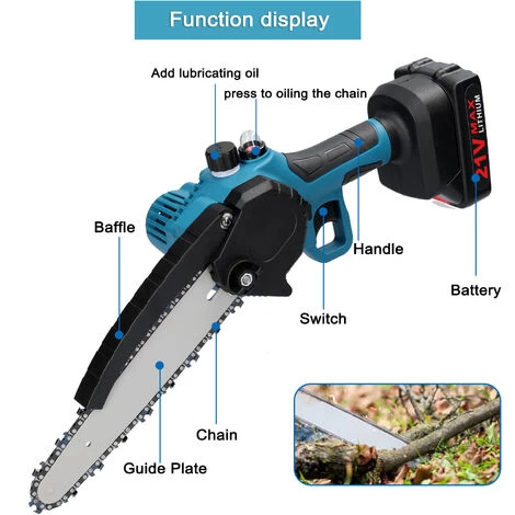 SUPERSELLER 21V Mini 8 Zoll Wiederaufladbare Elektrische Kettensäge Home Handheld Lithium-Kettensäge Kleine Holzbearbeitung Garten Fällsäge Kann Schmieröl Zwei Strom Eine Ladung, Bürstenmotor Hinzufügen 6 SUPERSELLER 21V Mini 8 Zoll Wiederaufladbare Elektrische Kettensäge Home Handheld Lithium-Kettensäge Kleine Holzbearbeitung Garten Fällsäge Kann Schmieröl Zwei Strom Eine Ladung, Bürstenmotor Hinzufügen – Bild 4