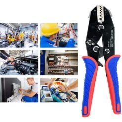 SUPERSELLER Schnellwechselkopf-Crimpzange Crimpbereich 0,25-10mm² Isolierhülsen-/Rohrkabelschuh-Crimpzange Schwarz Rot Und Blau Farblich Passend Zu VK-10WF -Elektrosägen Verkäufe 2022 64683011 3