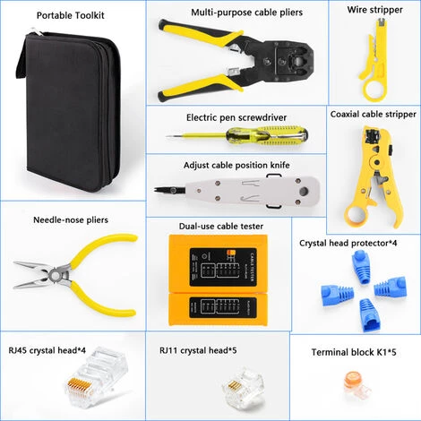 SUPERSELLER Zangen-Schraubendreher-Werkzeug-Set Kabeltester Federklemme Crimpzange Network Tool Kit Combo Set 7 SUPERSELLER Zangen-Schraubendreher-Werkzeug-Set Kabeltester Federklemme Crimpzange Network Tool Kit Combo Set – Bild 5