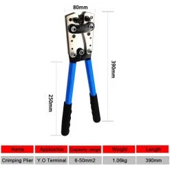 SUPERSELLER Crimpzange Verdrahtungszange Blanke Anschlusszange Kupfer-Alu-Kabelcrimpzange 6-50mm2 Blau HX-50B -Elektrosägen Verkäufe 2022 64683753 3
