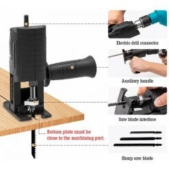 LIFCAUSAL Tragbarer Säbelsägenadapter, Multifunktionaler Elektrischer Bohrer, Modifizierter Werkzeugaufsatz Mit Ergonomischem Griff, 3 Sägeblätter Zum Schneiden Von Holz, Metall, Schwarz -Elektrosägen Verkäufe 2022 65448555 3