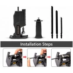 LIFCAUSAL Tragbarer Säbelsägenadapter, Multifunktionaler Elektrischer Bohrer, Modifizierter Werkzeugaufsatz Mit Ergonomischem Griff, 3 Sägeblätter Zum Schneiden Von Holz, Metall, Schwarz -Elektrosägen Verkäufe 2022 65448555 4