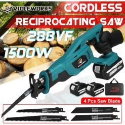 VIOLEWORKS 288VF Akku-Säbelsäge Reciprosäge Mit 4 Sägeblatt Fuchsschwanz Säge + 2 Batterien -Elektrosägen Verkäufe 2022 65849849 5