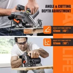 GIZCAM Handkreissäge 1500W 5000RPM, Max Schnitttiefe 65mm (90°) / 45mm (45°), 2 Blätter (190mm/24T, 185mm/40T) Mit Laser Und Doppelter Sicherheitsschalter Für Holz, Metall - PES03A -Elektrosägen Verkäufe 2022 65920603 3